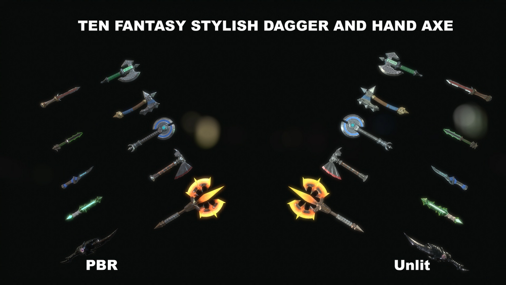 Ten Fantasy Dagger and Hand-Axe 