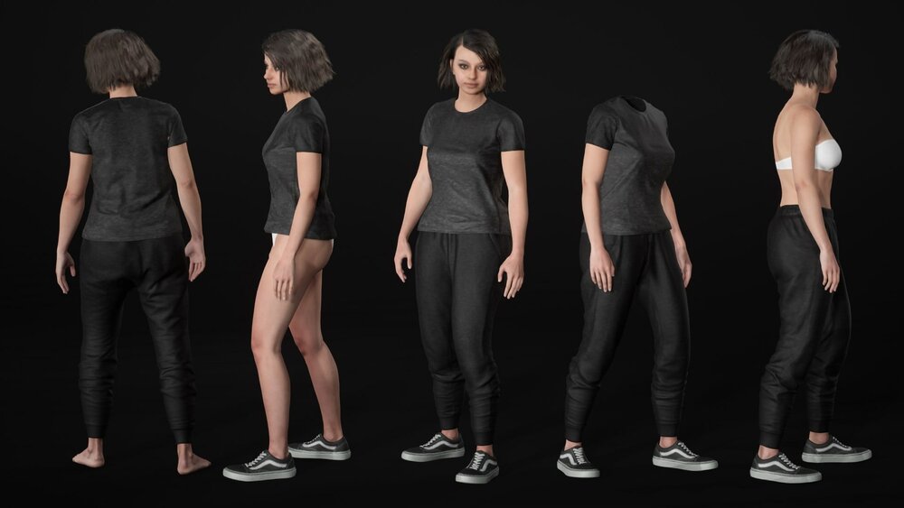 Woman - Sport Outfit 3 - Modular - Rigged 