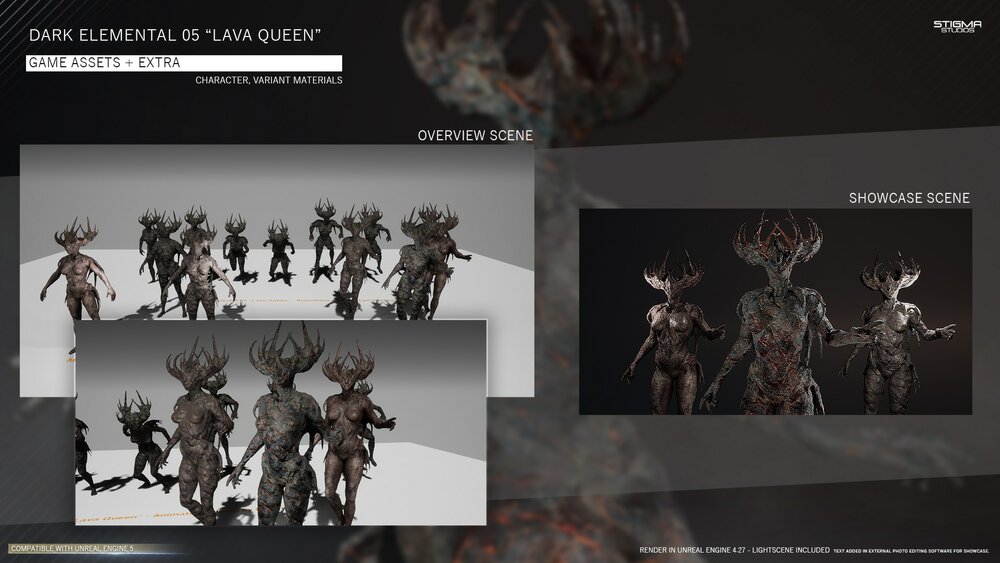 Dark Elemental 05 "Lava Queen" - Game Assets + Extra 