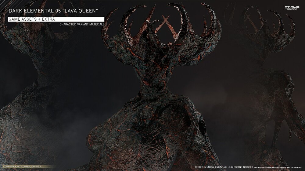 Dark Elemental 05 "Lava Queen" - Game Assets + Extra 