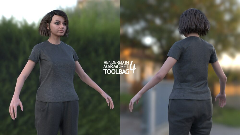 Woman - Sport Outfit 3 - Modular - Rigged 