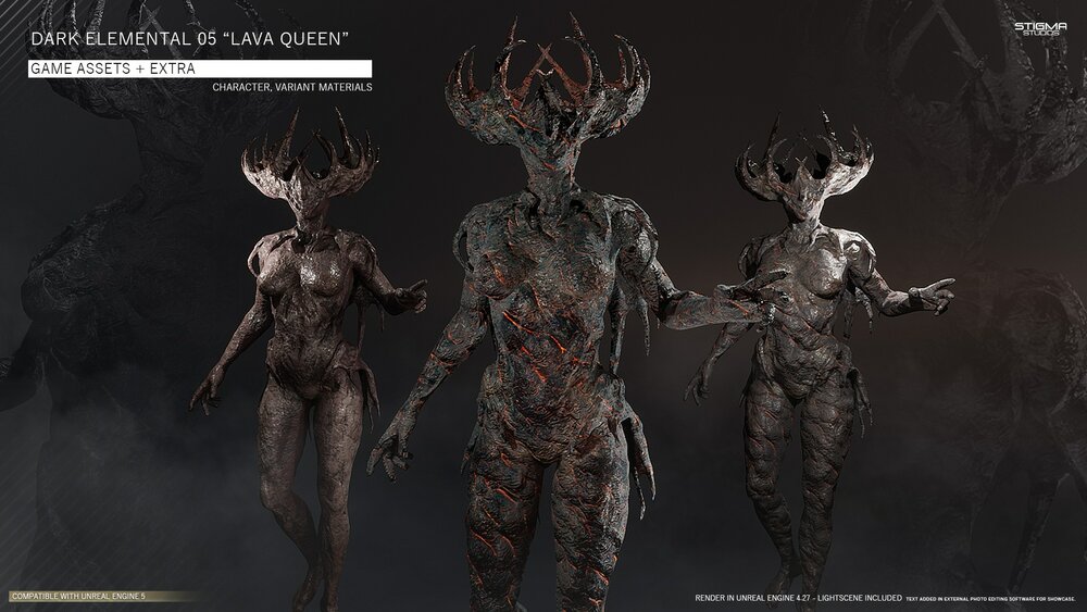 Dark Elemental 05 "Lava Queen" - Game Assets + Extra 