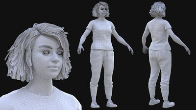 Woman - Sport Outfit 3 - Modular - Rigged 