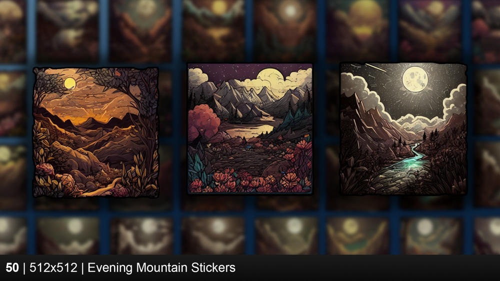 Evening Mountain Stickers 