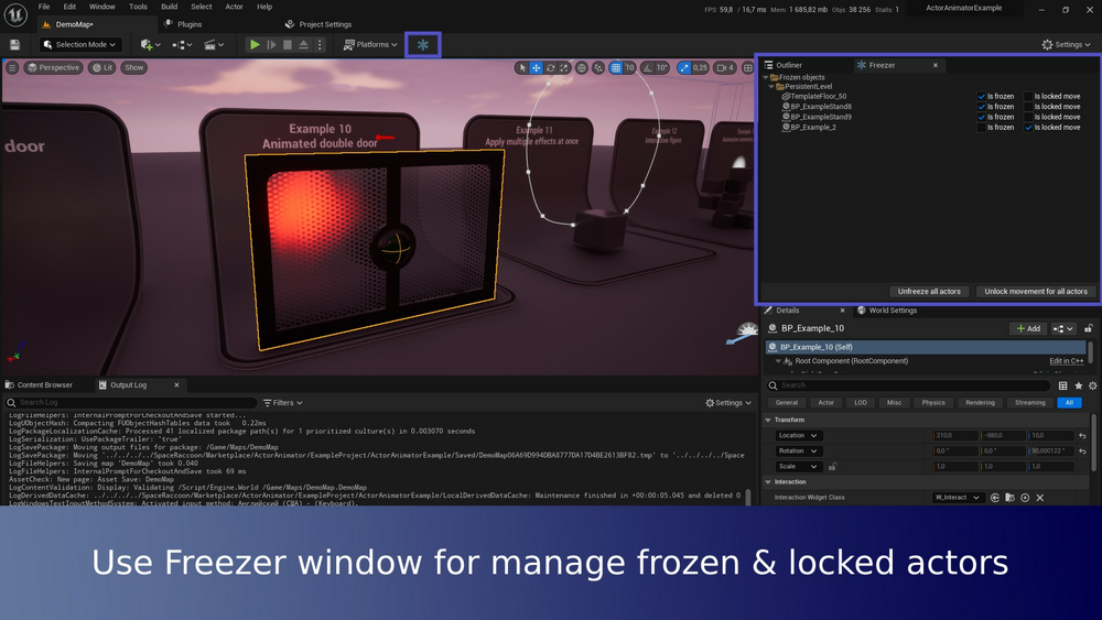 Freezer - lock selection in editor 