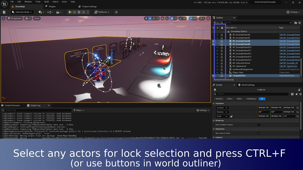 Freezer - lock selection in editor 