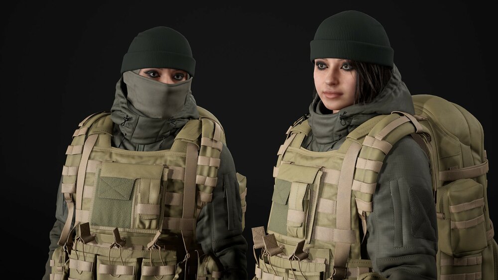 Woman - Winter Military Outfit - Modular - Rigged 