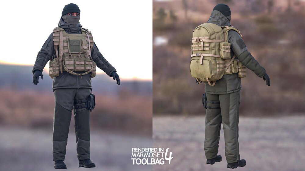 Woman - Winter Military Outfit - Modular - Rigged 