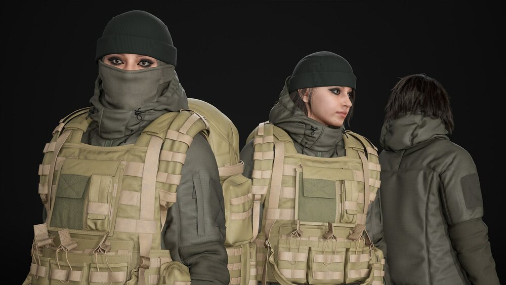 Woman - Winter Military Outfit - Modular - Rigged 