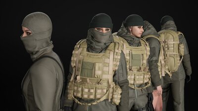 Woman - Winter Military Outfit - Modular - Rigged 