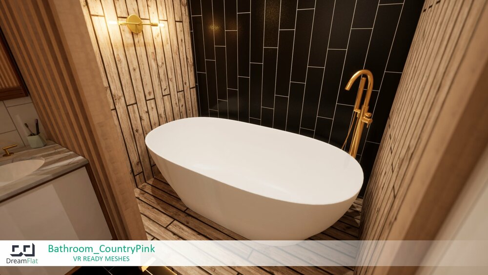 ArchViz Furniture - Bathroom. Country Pink design. 