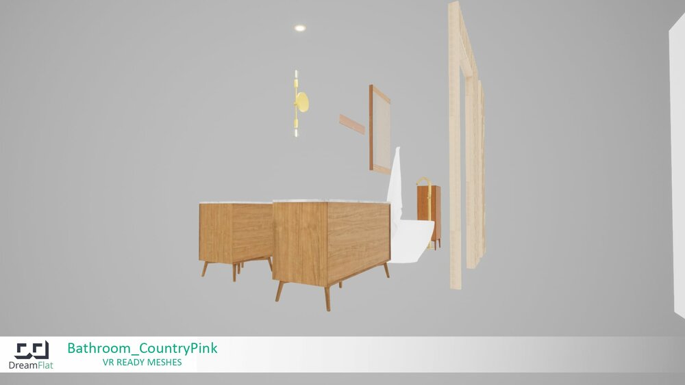 ArchViz Furniture - Bathroom. Country Pink design. 