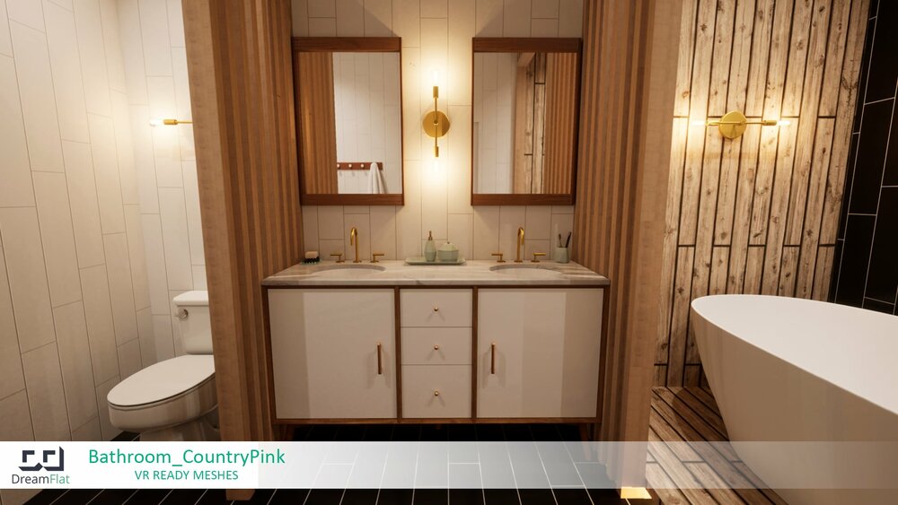 ArchViz Furniture - Bathroom. Country Pink design. 