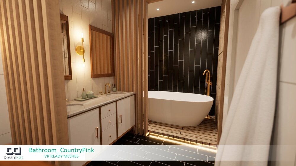 ArchViz Furniture - Bathroom. Country Pink design. 