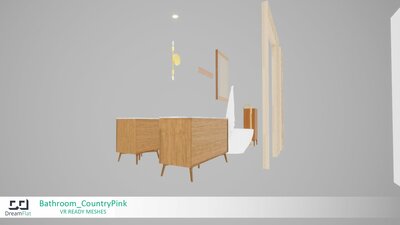 ArchViz Furniture - Bathroom. Country Pink design. 