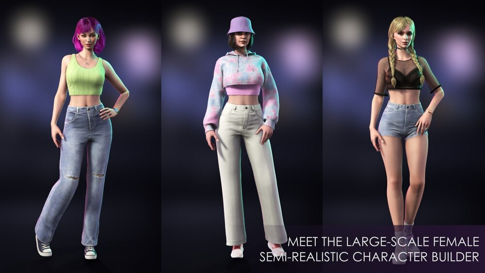 Casual Wear Girls Pack 1 - Streetwear Modern Realistic Stylized Character 