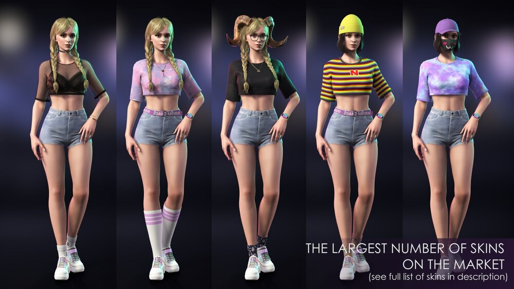 Casual Wear Girls Pack 1 - Streetwear Modern Realistic Stylized Character 