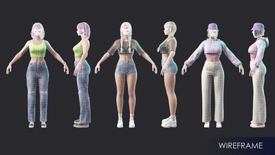 Casual Wear Girls Pack 1 - Streetwear Modern Realistic Stylized Character 