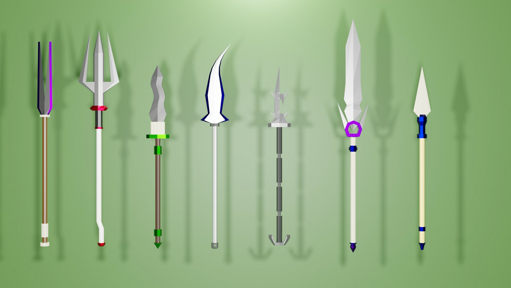 Low Poly Sword And Spear Set (Poly Art Style) 