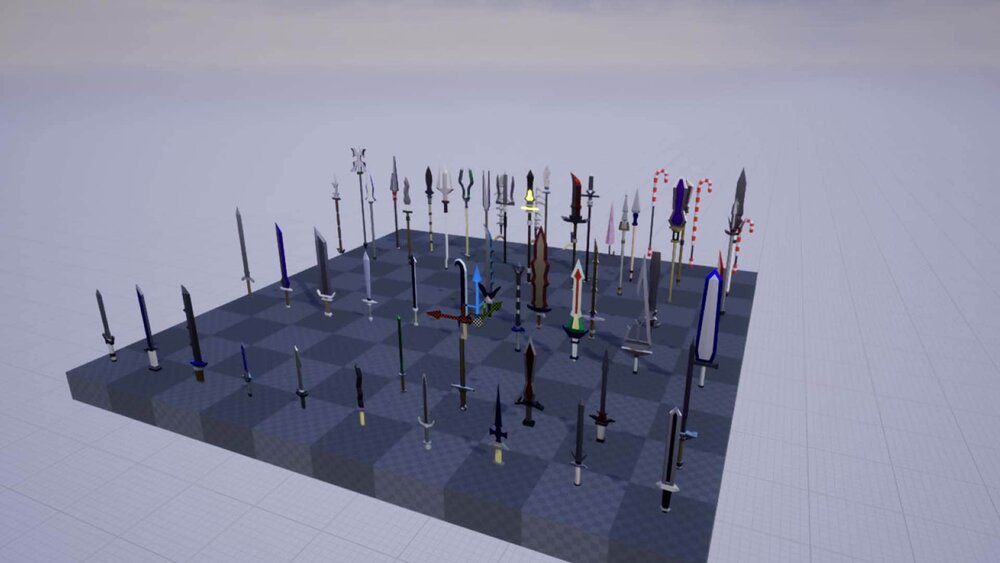 Low Poly Sword And Spear Set (Poly Art Style) 