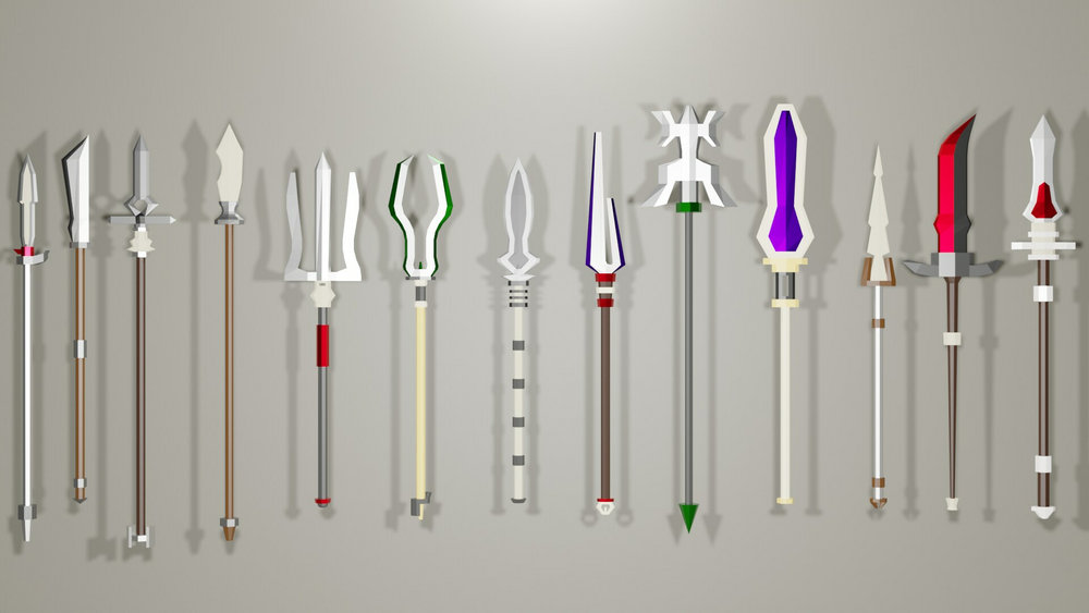 Low Poly Sword And Spear Set (Poly Art Style) 