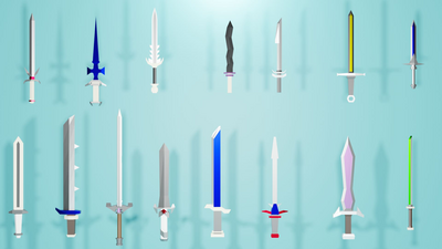 Low Poly Sword And Spear Set (Poly Art Style) 