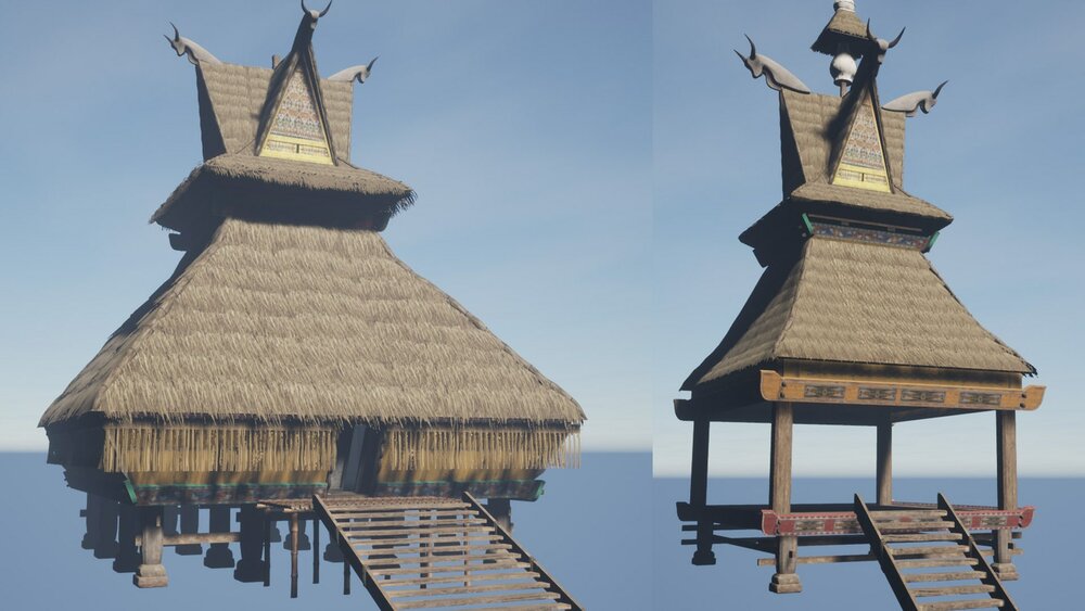 Props for making houses in Southeast Asia, tropical areas (4 types) 