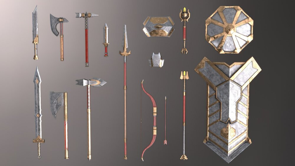 Fantasy Set Of Gnome Weapons 