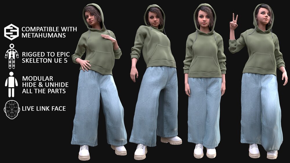 Woman - Casual Outfit 9 - Modular - Rigged 