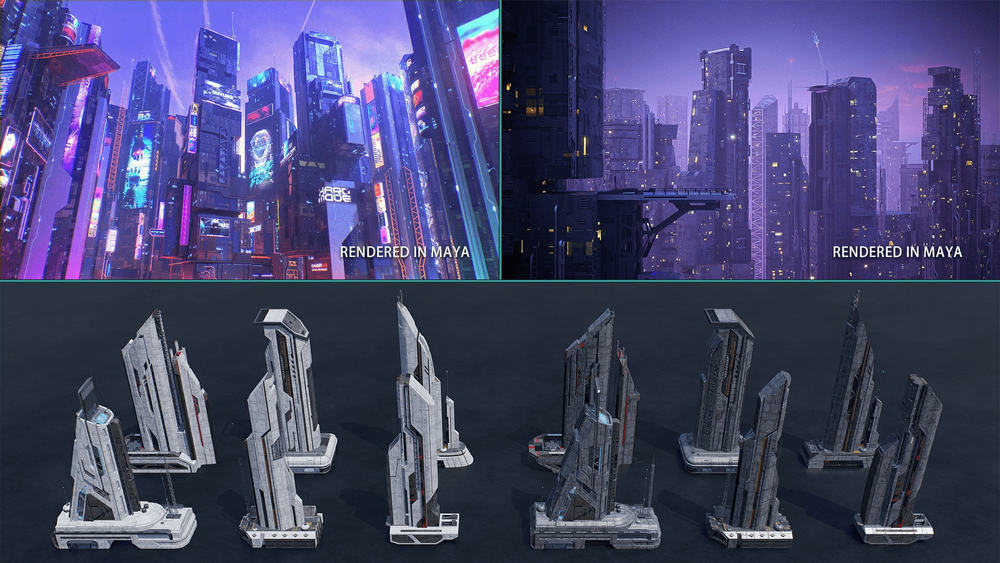 Scifi Cyberpunk Futuristic building Bundle 