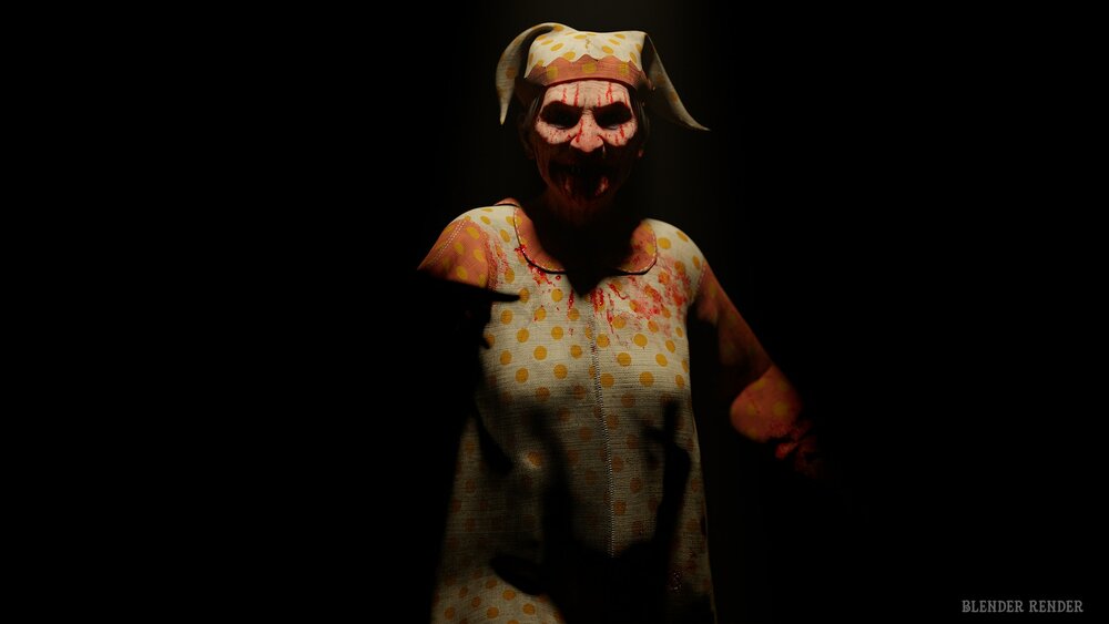 Scary old woman clown 