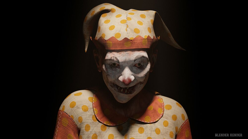 Scary old woman clown 