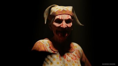 Scary old woman clown 