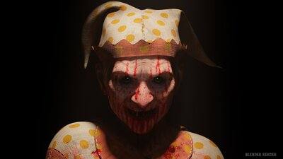 Scary old woman clown 