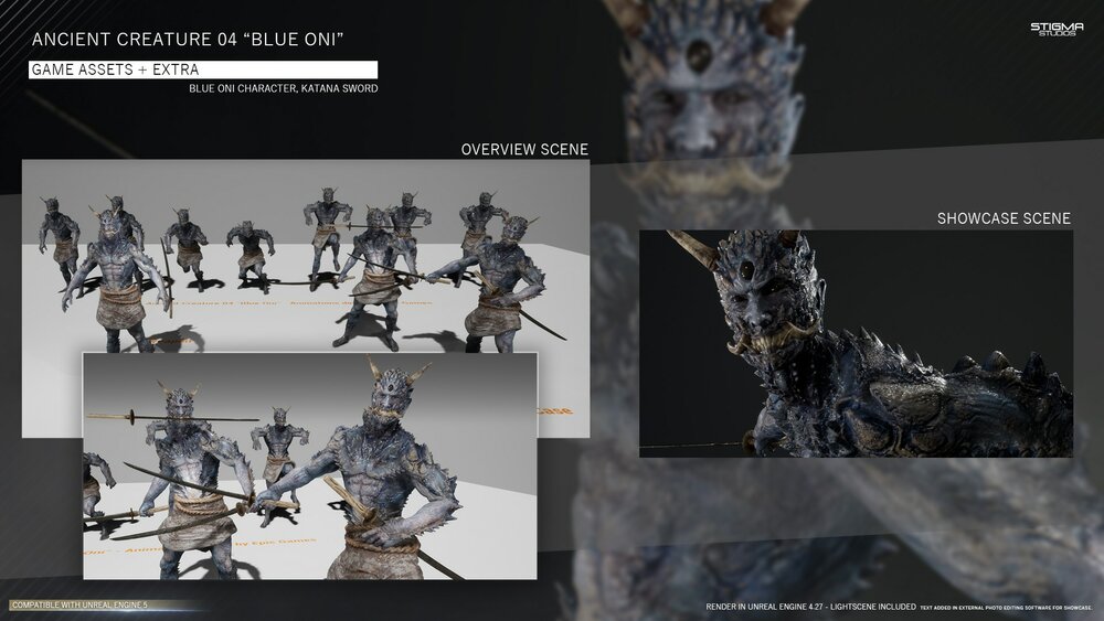 Ancient Creature 04 "Blue Oni" - Game Assets + Extra 