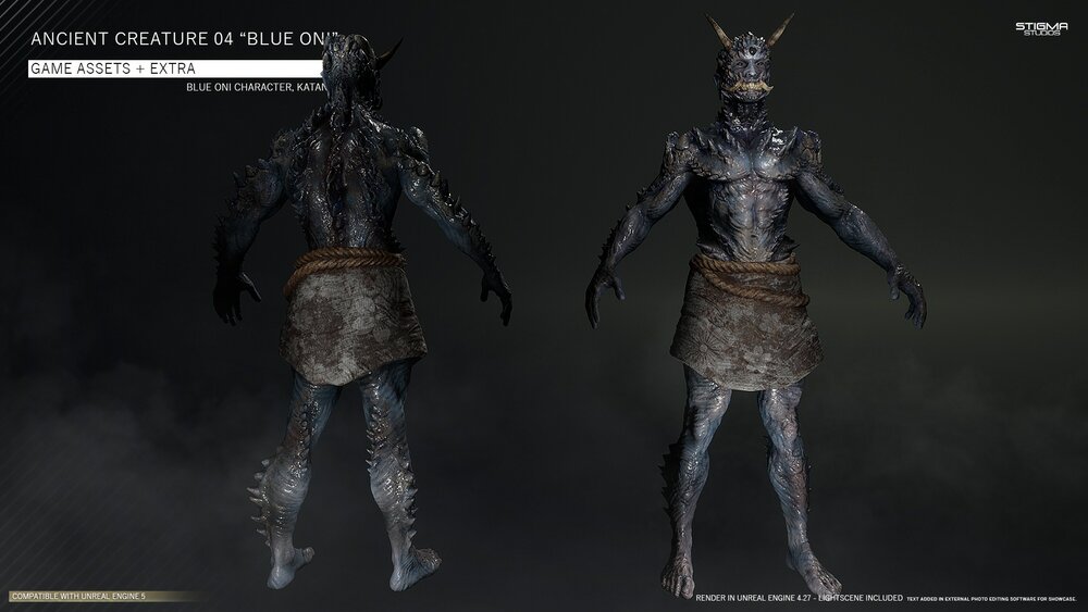 Ancient Creature 04 "Blue Oni" - Game Assets + Extra 