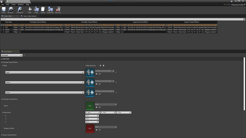 Physical Material Profiles - Footstep and Impact System 