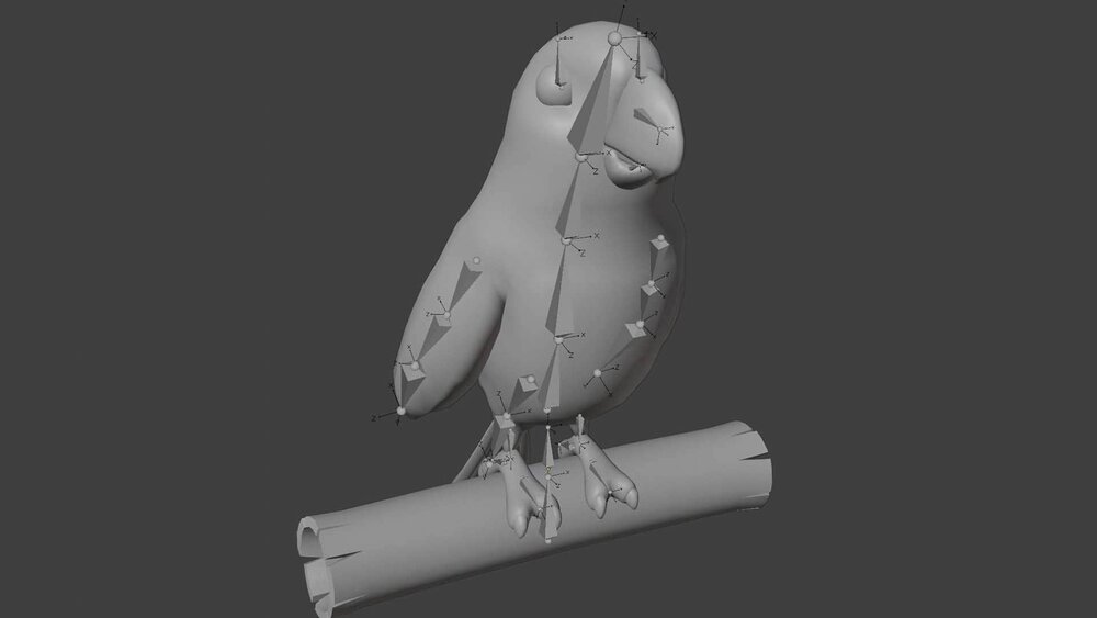 Cartoon Ara Parrot Red-Yellow-Blue Animated 3D Model 