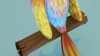 Cartoon Ara Parrot Red-Yellow-Blue Animated 3D Model 