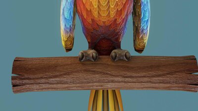 Cartoon Ara Parrot Red-Yellow-Blue Animated 3D Model 