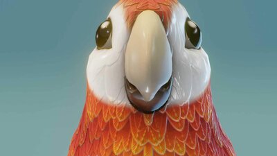 Cartoon Ara Parrot Red-Yellow-Blue Animated 3D Model 