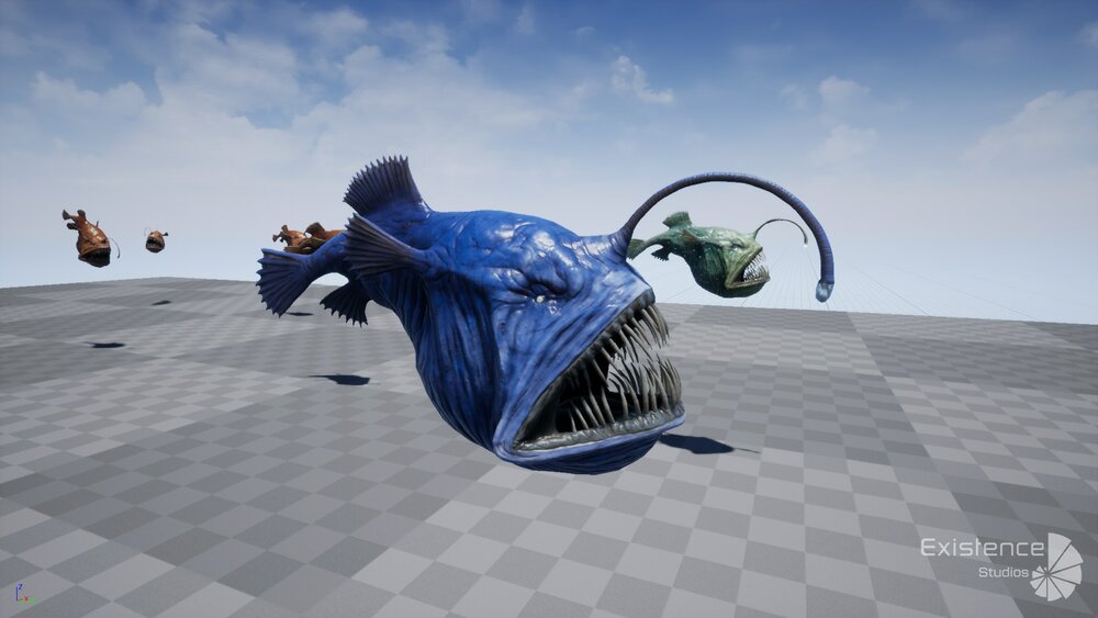 The Anglerfish 02 Curse. low poly fish. Ocean predator. Angler fish 3d model 