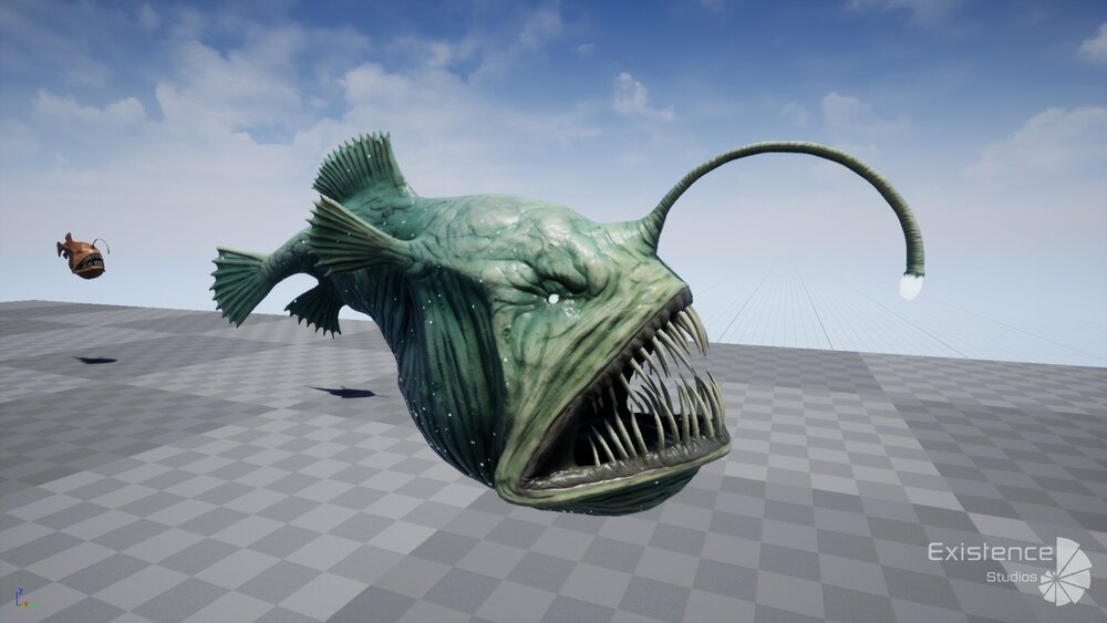 The Anglerfish 02 Curse. low poly fish. Ocean predator. Angler fish 3d model 