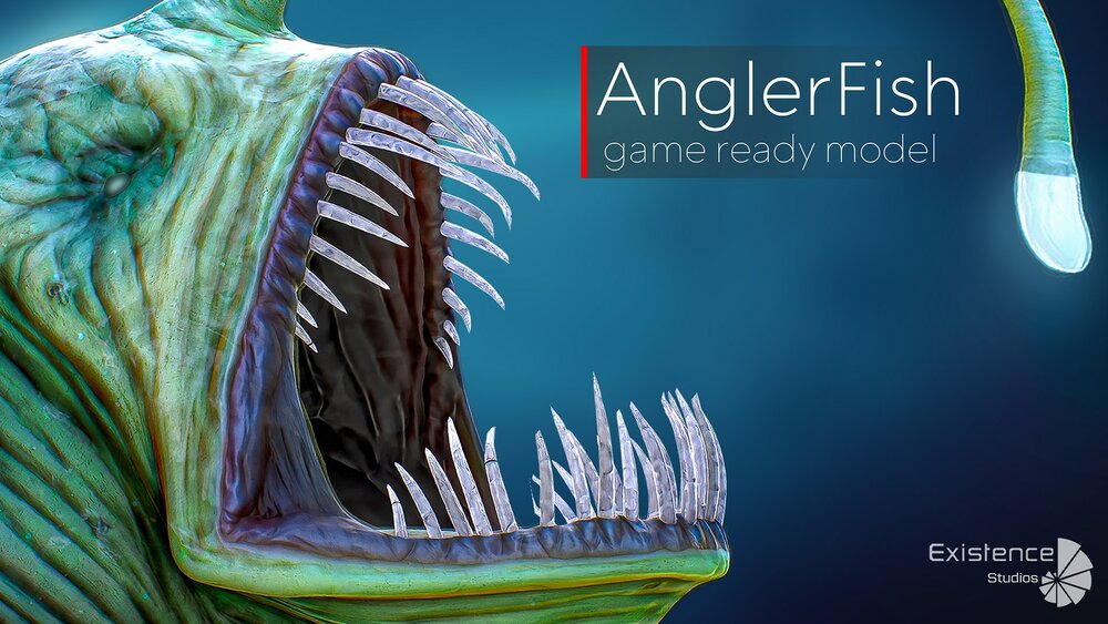 The Anglerfish 02 Curse. low poly fish. Ocean predator. Angler fish 3d model 