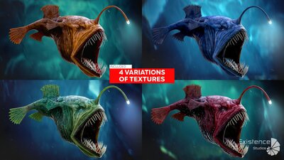 The Anglerfish 02 Curse. low poly fish. Ocean predator. Angler fish 3d model 