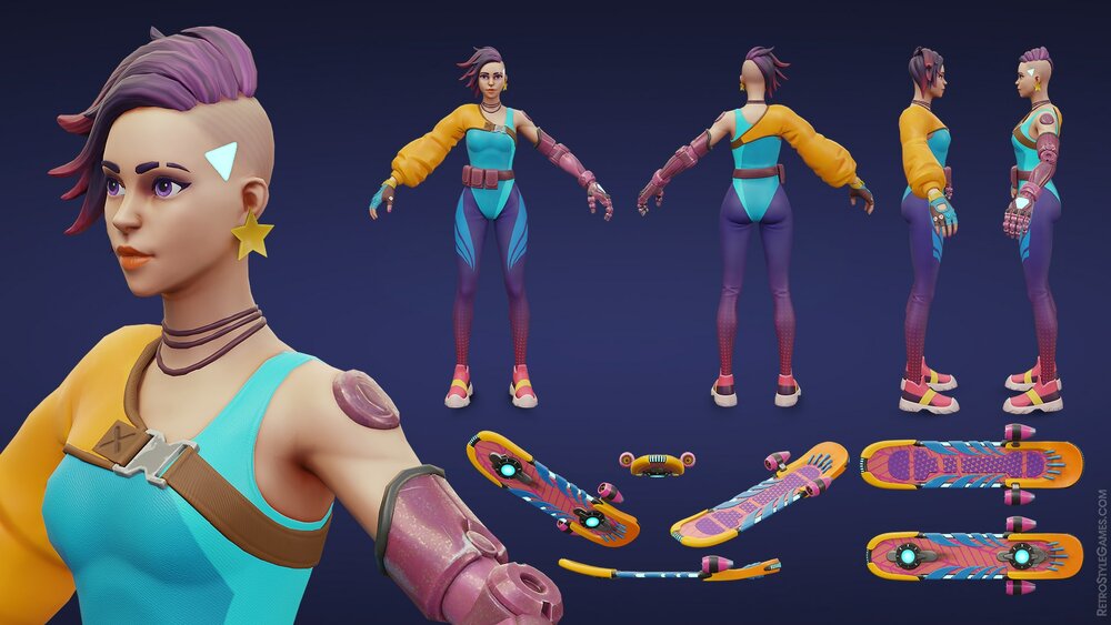 Stylized Cyberpunk 3D Animated Character 