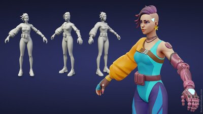 Stylized Cyberpunk 3D Animated Character 