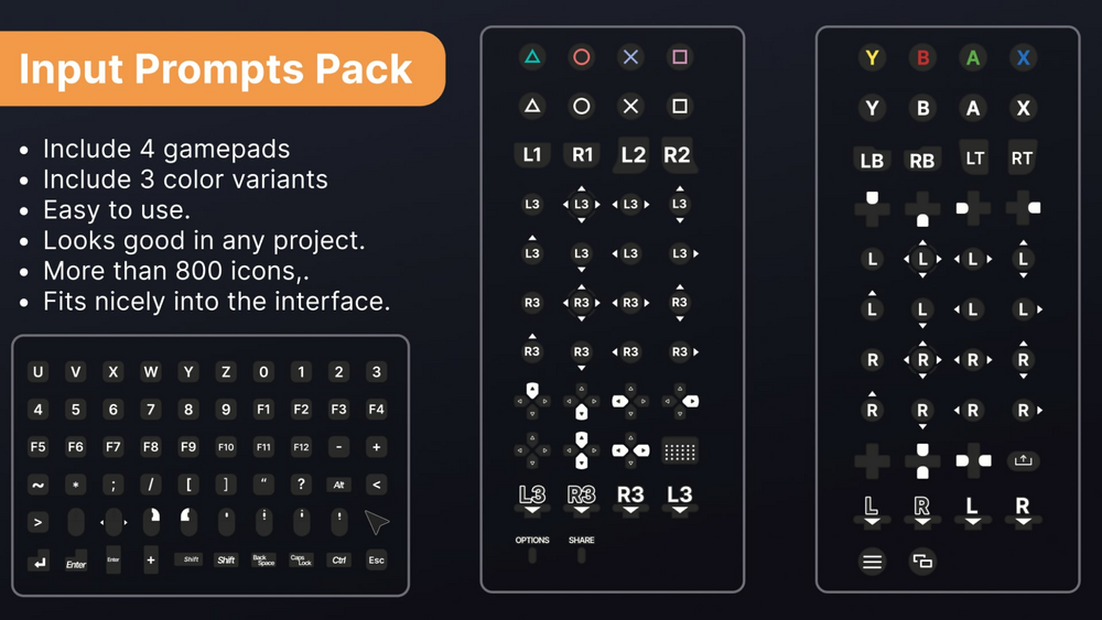 Input Prompts Pack - 800 Icons for PC and Consoles 