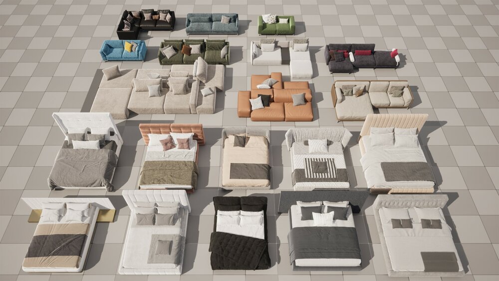 Archviz Kit  (20 Models  Sofa+Bed) 