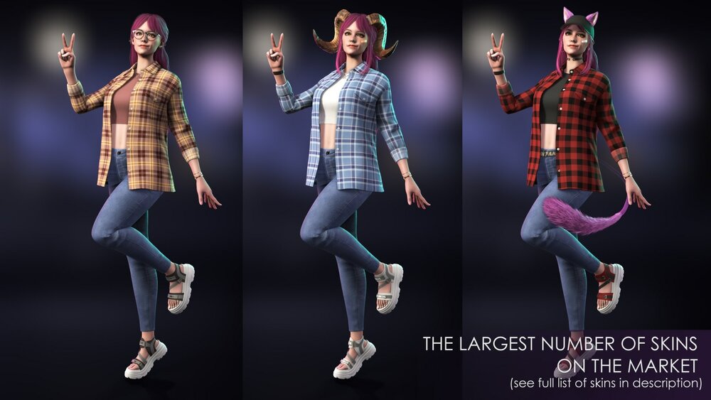 Casual Wear Girls Pack 2 - Streetwear Modern Realistic Stylized Character 